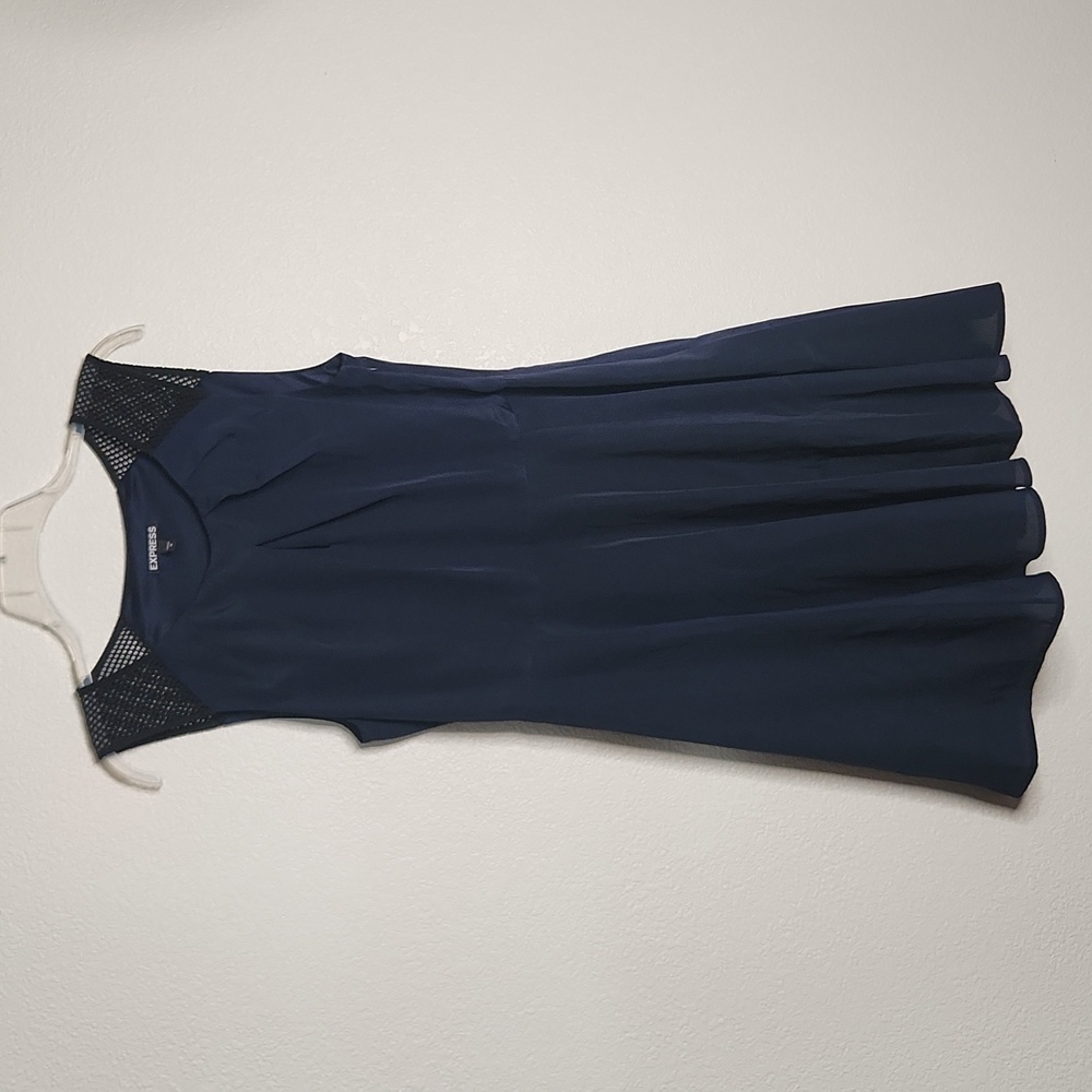 Express fit and flare navy blue dress, size 10